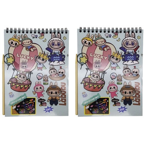 Блокнот-гравюра А5 "Монстрік" 8 аркушів, чорний лист, дерев'яна паличка