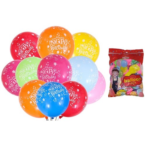 Кулі латексні повітряні 30см "Happy birthday" набір 100шт. мікс