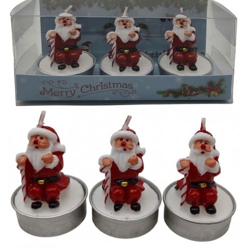 Свічка новорічна фігурна парафінова - 3шт."Санта" 6см