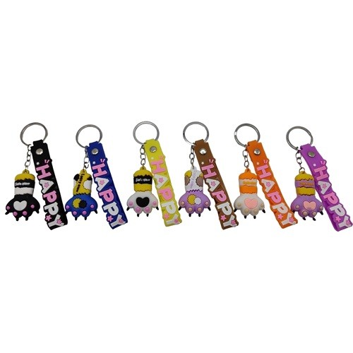 Брелок силиконовый с хлястиком "Лапка-Happy" 5,5см