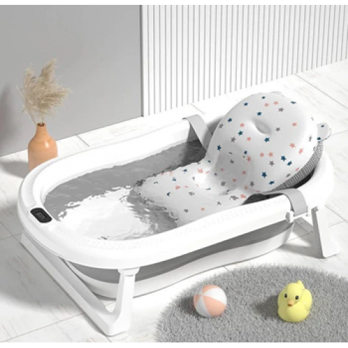 Дитяча ванна для купання складана з термометром і подушкою