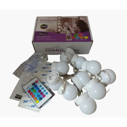 Підсвітка для дзеркала з регулюванням яскравості та пультом на 10 лампочок