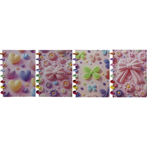 Зошит на спіралі кольоровой А5"Бантики, серця 3D" 80арк.,70г/м2, клітинка