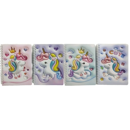 Блокнот на спіралі А5 "Єдиноріг" 60л., обкладинка-3D, клітинка