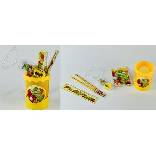 Підставка для ручок "Фрукти", склянка пластикова з наповненням