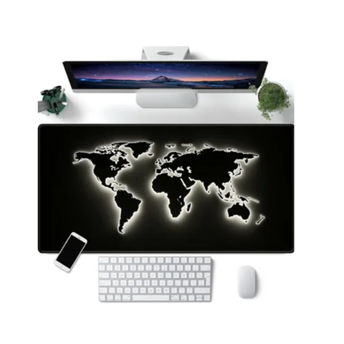 Коврик для мыши "Светящаяся карта мира" с разноцветными световыми точками