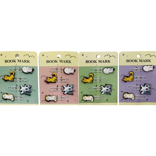 Закладка-скріпка для книг силіконова 4шт. "Котик" 7см