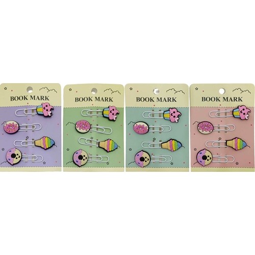 Закладка-скріпка для книг силіконова 4шт. "Смаколики" 7см