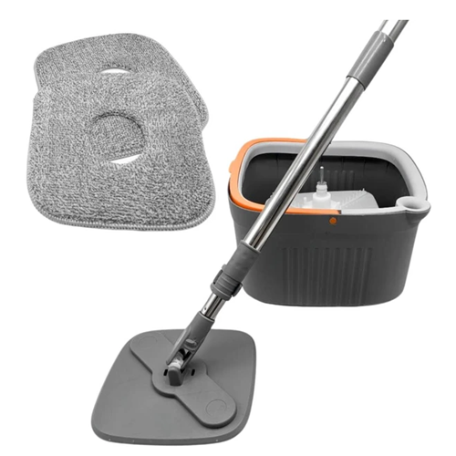 Швабра с ведром центрифугой квадратная на 6л телескопическая швабра