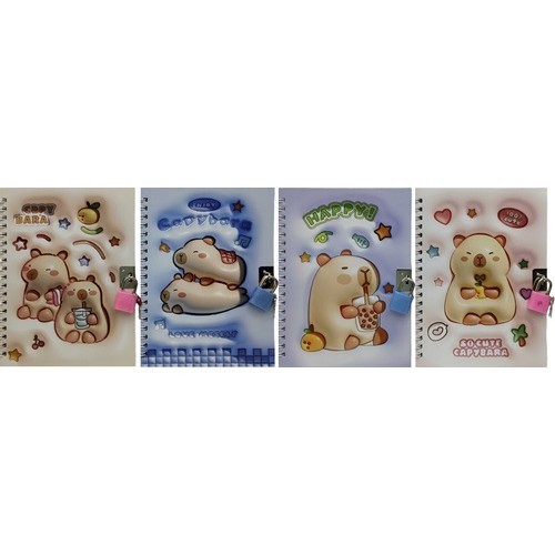 Блокнот на замочці "Капібара-3D" 13*18см, 48арк.,клітина