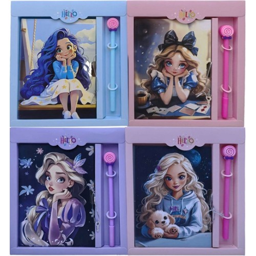 Блокнот на замочці "Super girl" 13*18см, 50арк + ручка кулькова у кор.