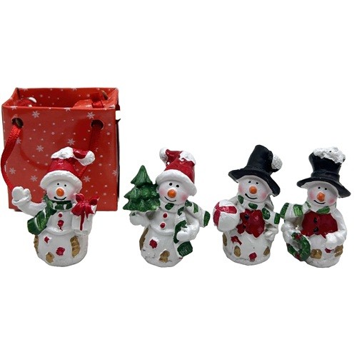 Сувенір керамічний у сумочці "Сніговик з подарунком" 5см