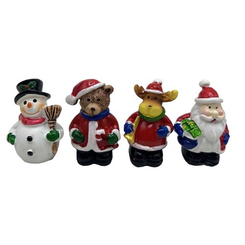 Сувенір керамічний у сумочці "Санта,Олень,Ведмідь,Сніговик" 5см