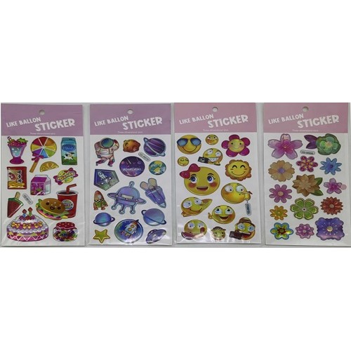 Наклейки голографические -3D "Смайлики/планеты" 23*11см