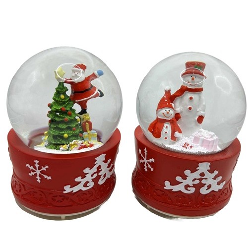 Сувенір світящ.музичний "Куля снігова 80мм - Санта,Сніговики"