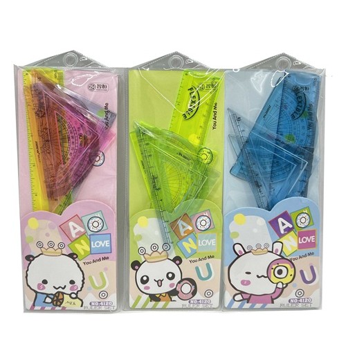 Набір лінійок-неломайок 4 предмети "Звірята в короні" (лінійка-20см,трикутник-2шт.,транспортир)