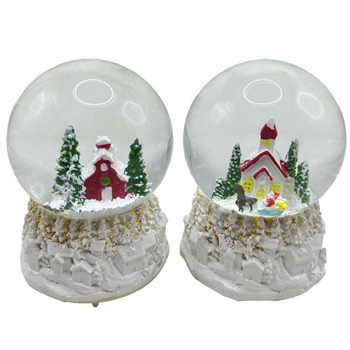 Сувенір світящ.музичний "Куля снігова 80мм - Будиночок"