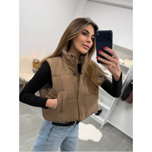 Жіноча жилетка вкорочена з кишенями 50см