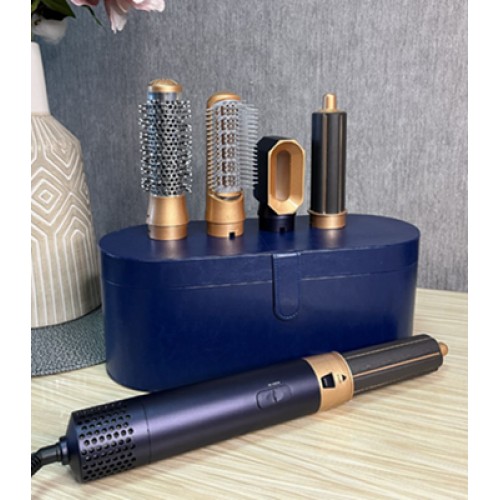 Стайлер 5в1 в коробці-чохлі з функціями надання об'єму, випрямлення, укладання, темно-синій