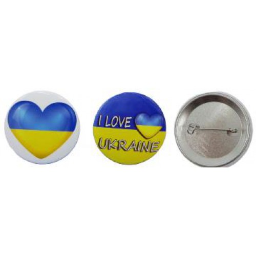 Значок металевий "I Love Ukraine" 4,3см