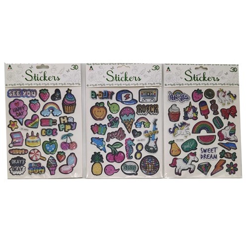 Наклейки объемные блестящие 23*15,5см