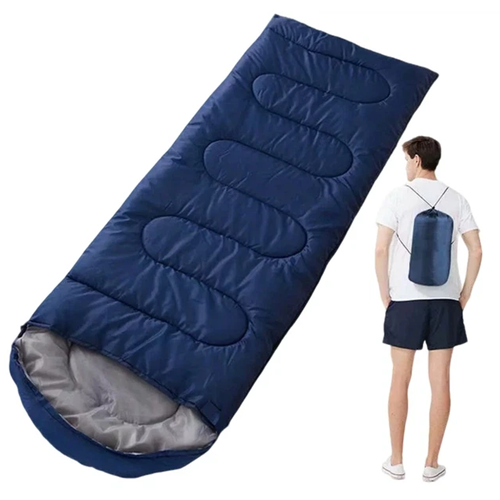 Зимовий спальний мішок 215*65см з підігрівом від USB, синій