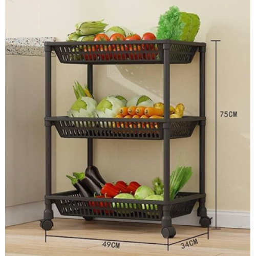 Етажерка універсальна 3-рівнева на колесах