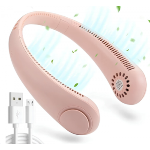 Портативный вентилятор на шею NECK FAN X5 3 режима 4000 mAh, розовый
