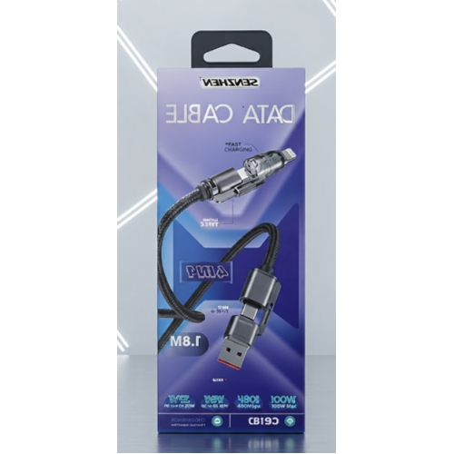 Кабель USB — Lightning 1м, посилений, для швидкого заряджання та передавання даних