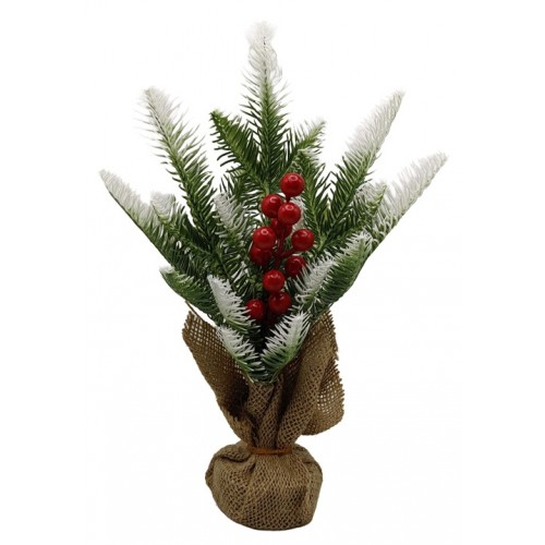 Декор новорічний "Ялинка, ягоди в снігу" 30см