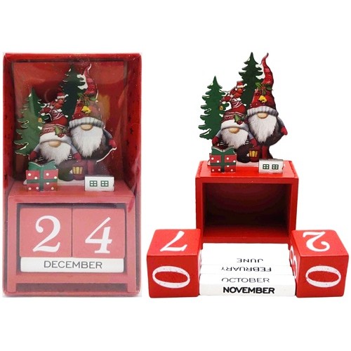 Вічний календар настільний дерев'яний "Новорічний-Гноми" 13,5*7см