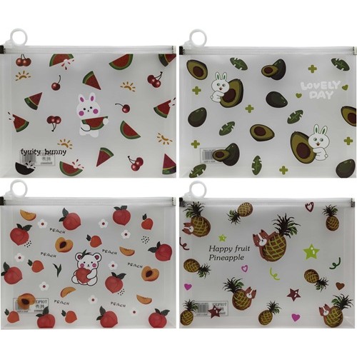 Папка для зошитів А5+ на змійці "Фрукти та звірята" 24*18,5см (1шт)