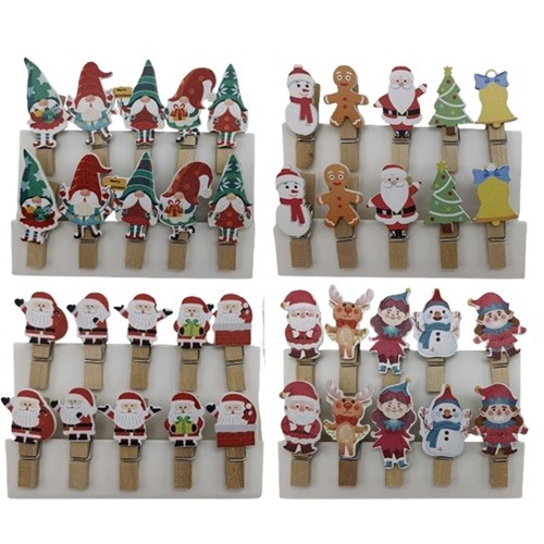 Прищіпка декоративна кольорова "Новорічна" 10шт.