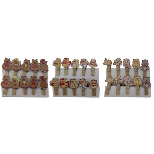 Прищіпка декоративна кольорова "Капібара" 10шт.,дерев'яна