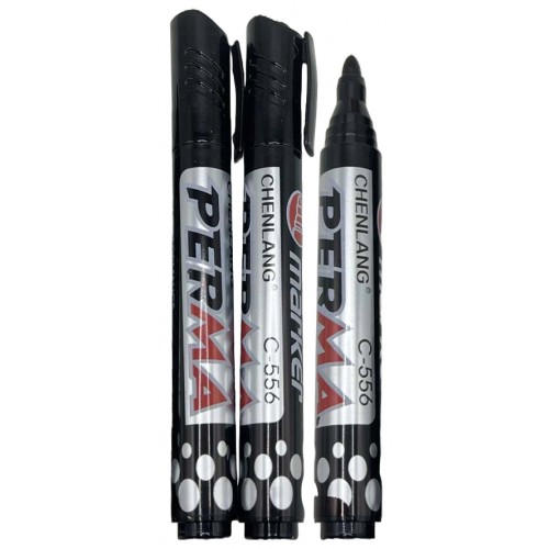 Маркер перманентный 13,5см черный круглый носик