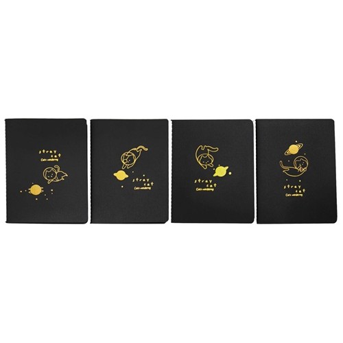 Блокнот із чорними аркушами А6 "Зірковий кіт" 10,5*14см, 24арк. 