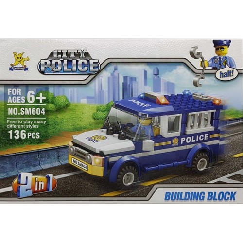 Конструктор 163 детали "Полицейская машина - 2 в 1" 25,5*4,5*17,5см,6+