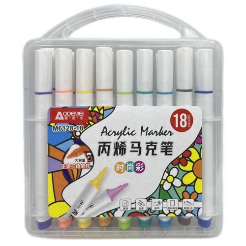 Маркер акриловий 18кол.,12,9см Aodemei у пластиковому боксі