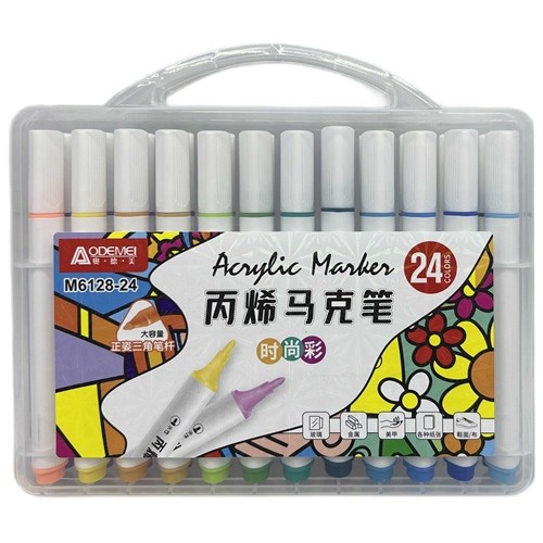 Маркер акриловий 24кол.,12,9см Aodemei у пластиковому боксі