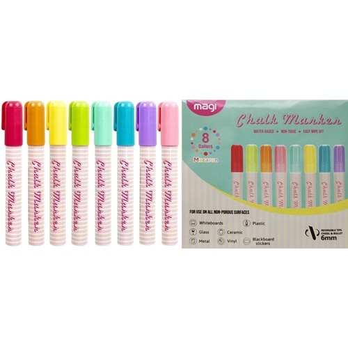 Маркер меловой 14см*6мм 8 цветов "Макарун"