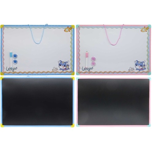 Дошка дитяча сухостираєма 2-сторін. 25*35см біла + чорна