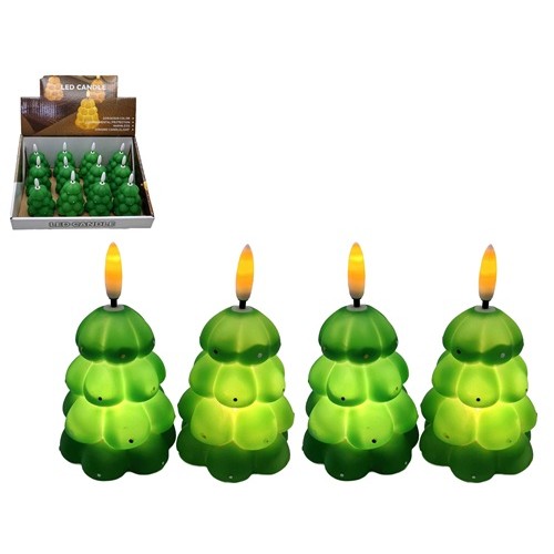 Свеча декоративная светящаяся. LED фигурная "Елка" 8*6,2см