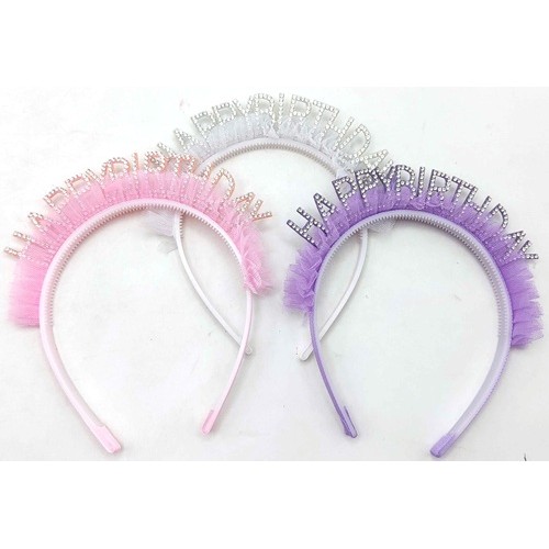 Обруч на голову "Корона ажурна зі стразами- Happy Birthday"