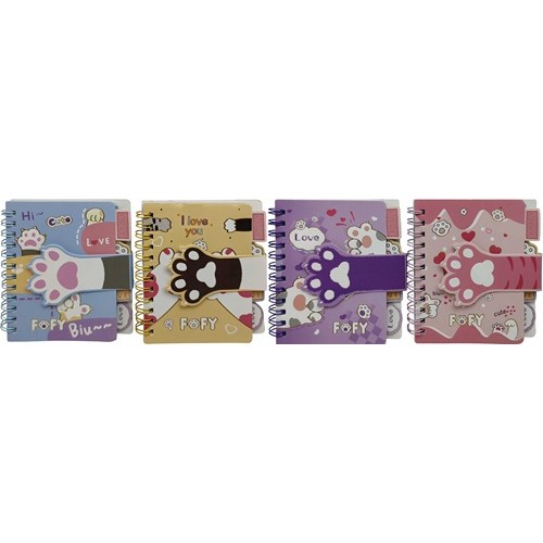 Блокнот на спіралі "Лапка" 11,2*10см., з 4-ма роздільниками., 65арк. 