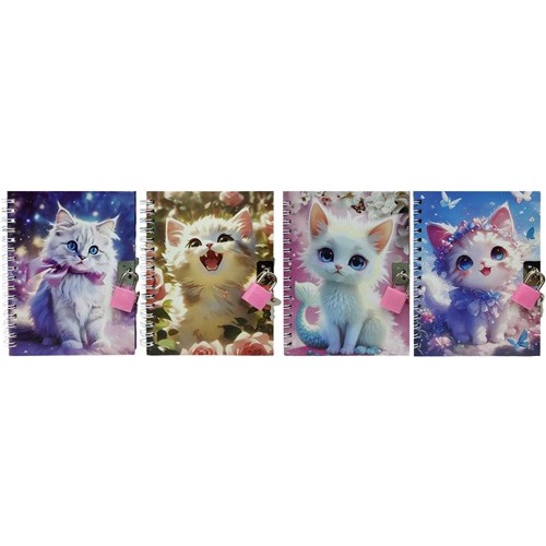 Блокнот на замочці "Котик" 11*15см, 48арк.,клітина