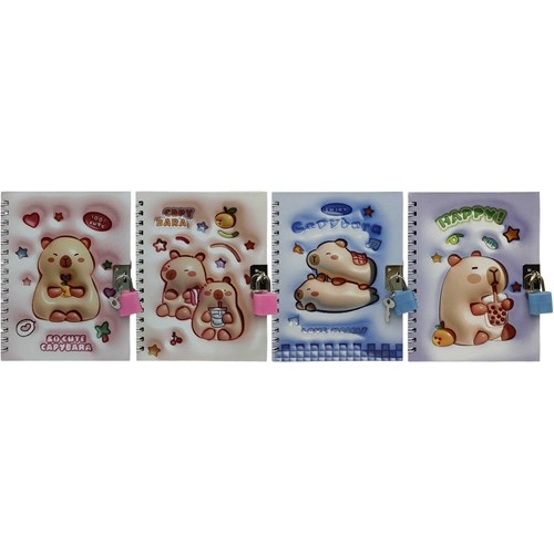 Блокнот на замочці "Капібара" 11*15см, 48арк., клітина