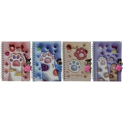 Блокнот на замочці "Лапка-3D" 11*15см, 48арк.,клітина