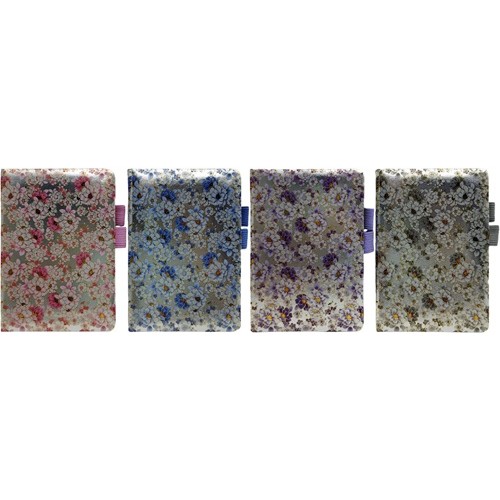 Блокнот с держателем для ручки А6 "Цветы на серебре" 80л., кож/зам, цвет.край 80г/м2