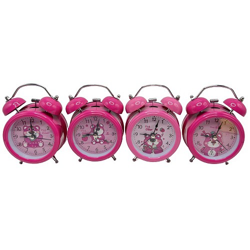 Годинник-будильник метал "Рожевий ведмедик" 12см