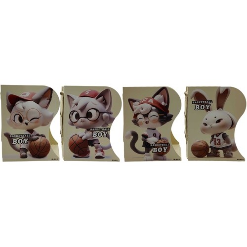 Полиця-тримач для книг розсувна настільна "Котик, зайчик-3D" 15*10*19см